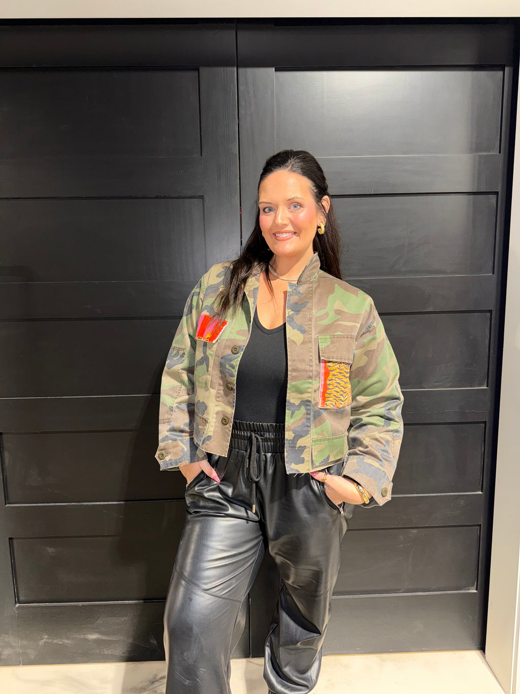 Camo Jacket with Tiger Print Contrast