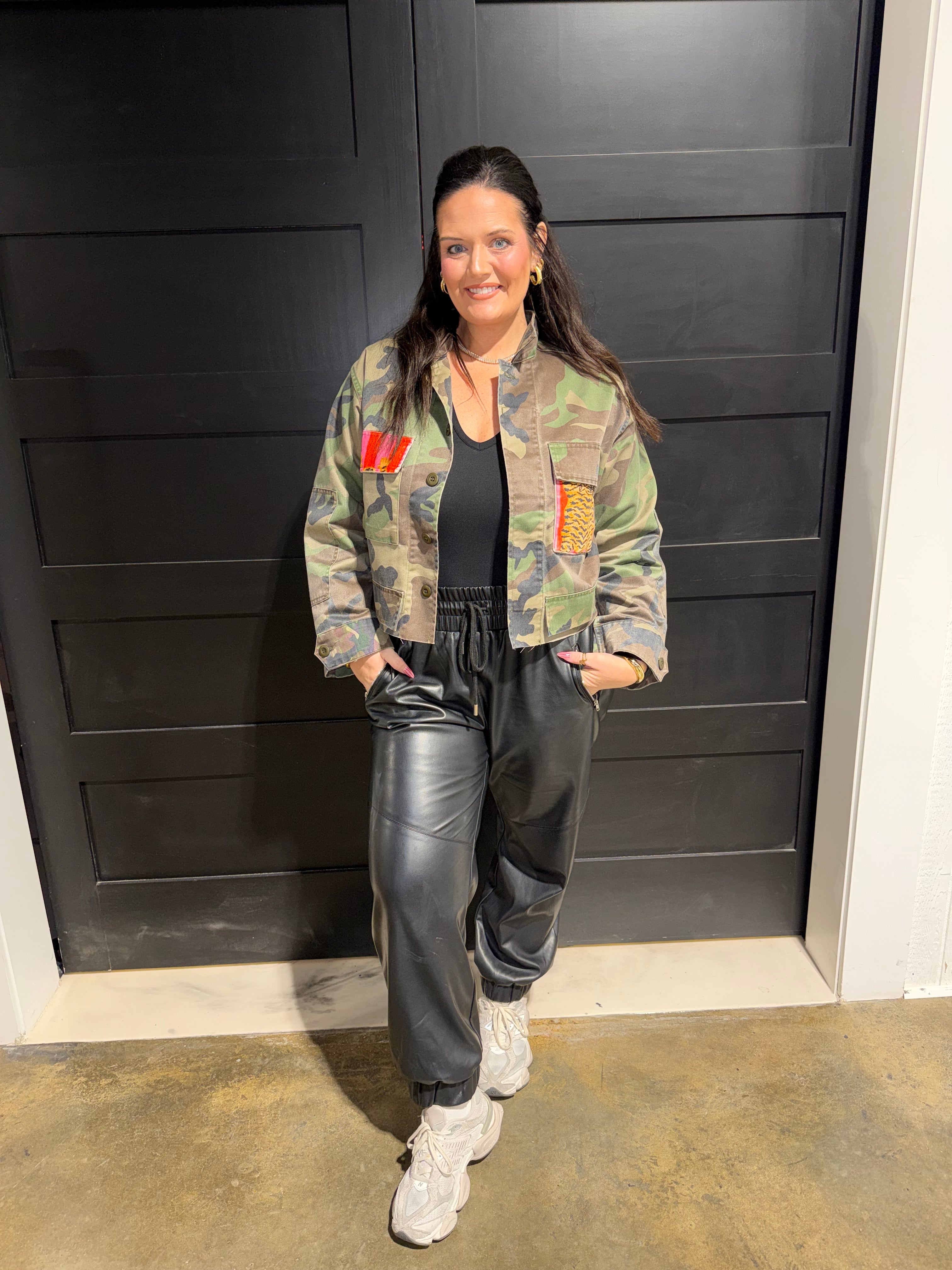 Camo Jacket with Tiger Print Contrast