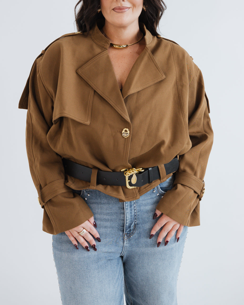 Cropped Draped Jacket