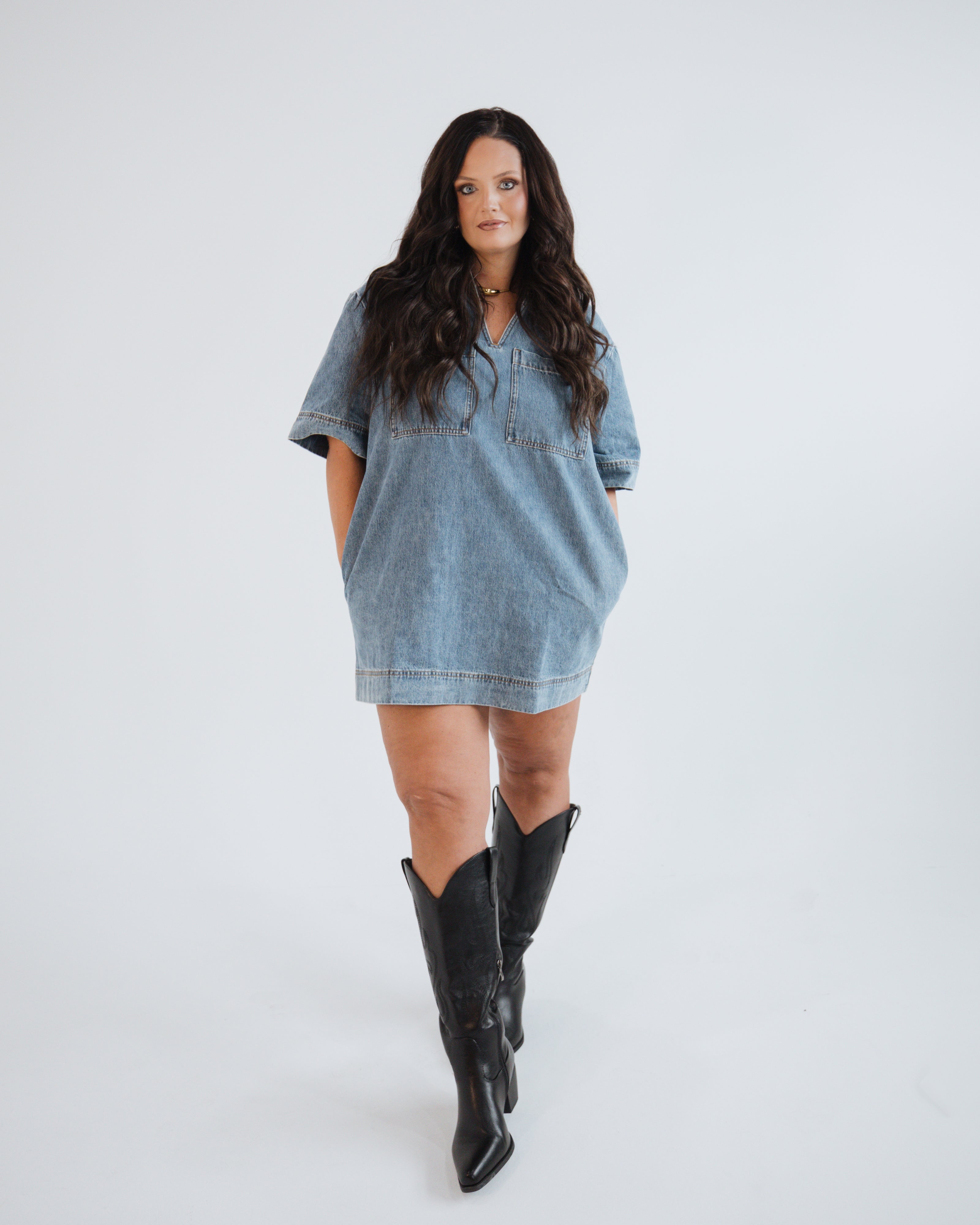 Denim Dress with Pockets