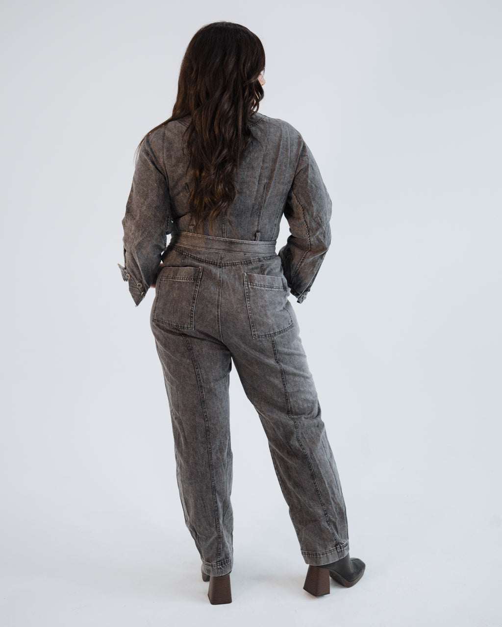 Black Wash Denim Jumpsuit