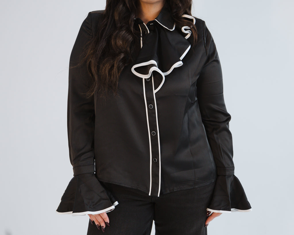 Black and White Ruffle Top