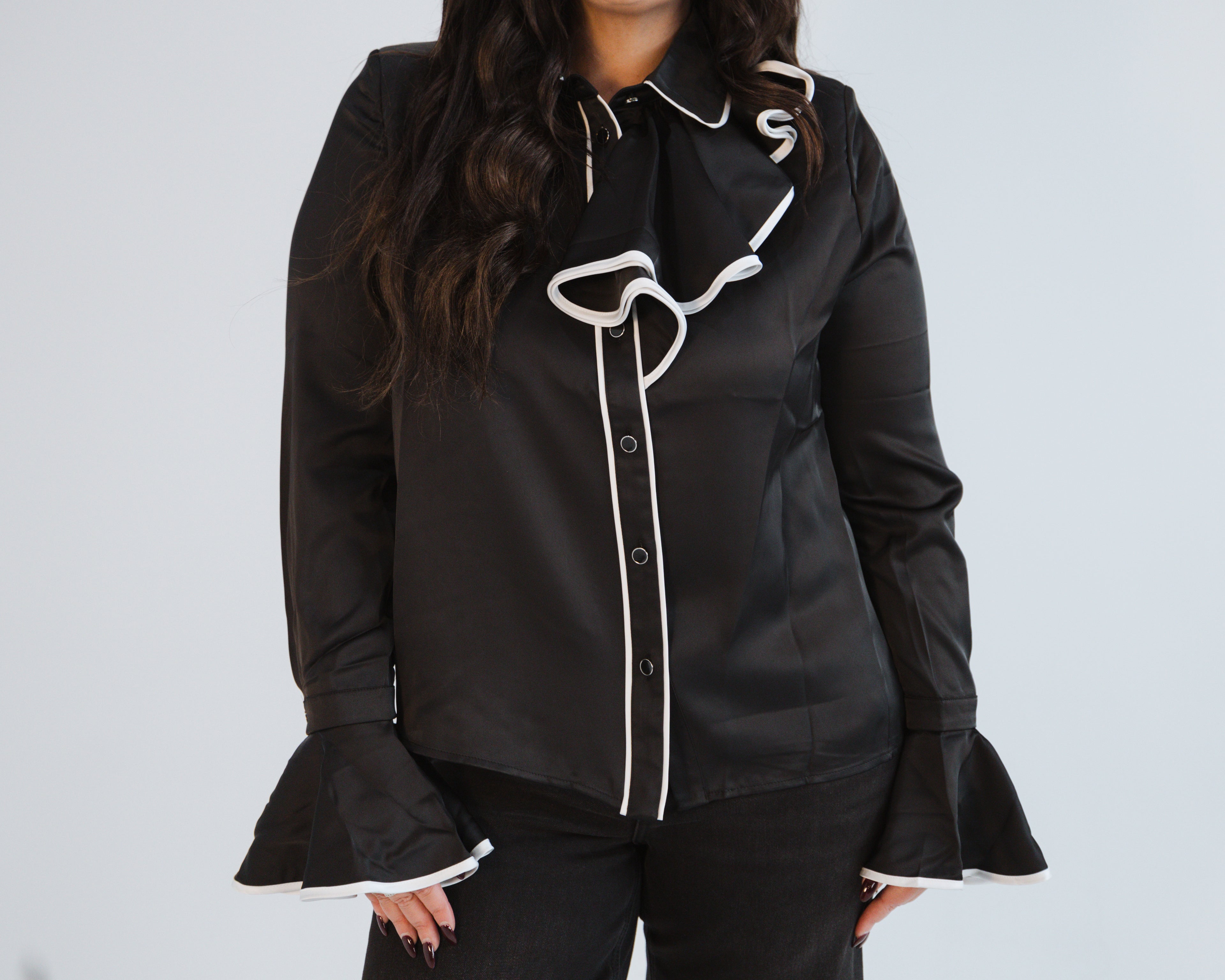 Black and White Ruffle Top