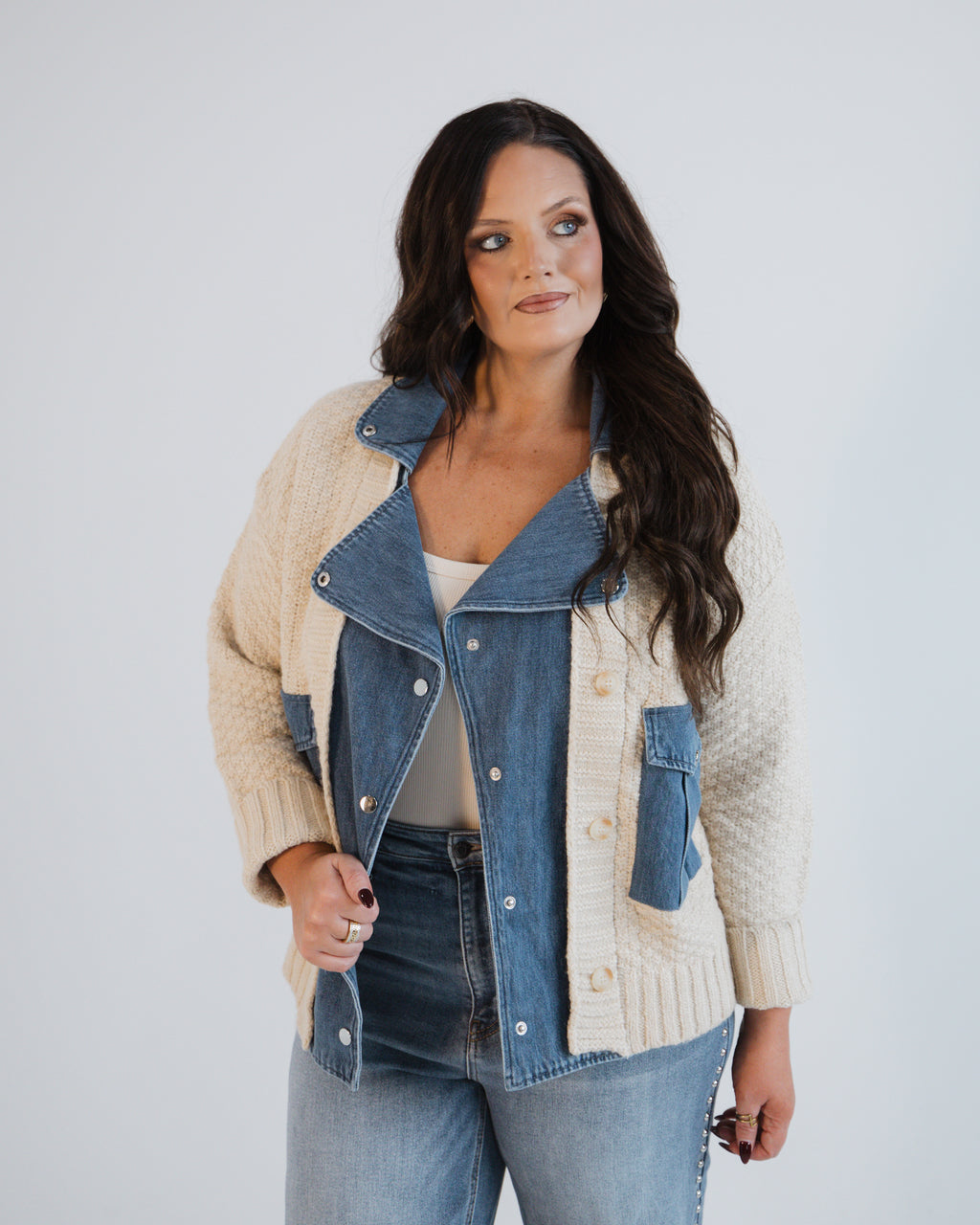 Denim Mixed Cardigan