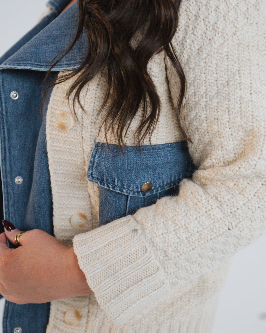 Denim Mixed Cardigan