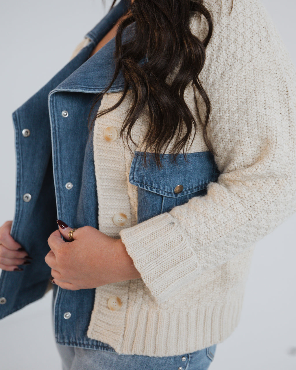 Denim Mixed Cardigan