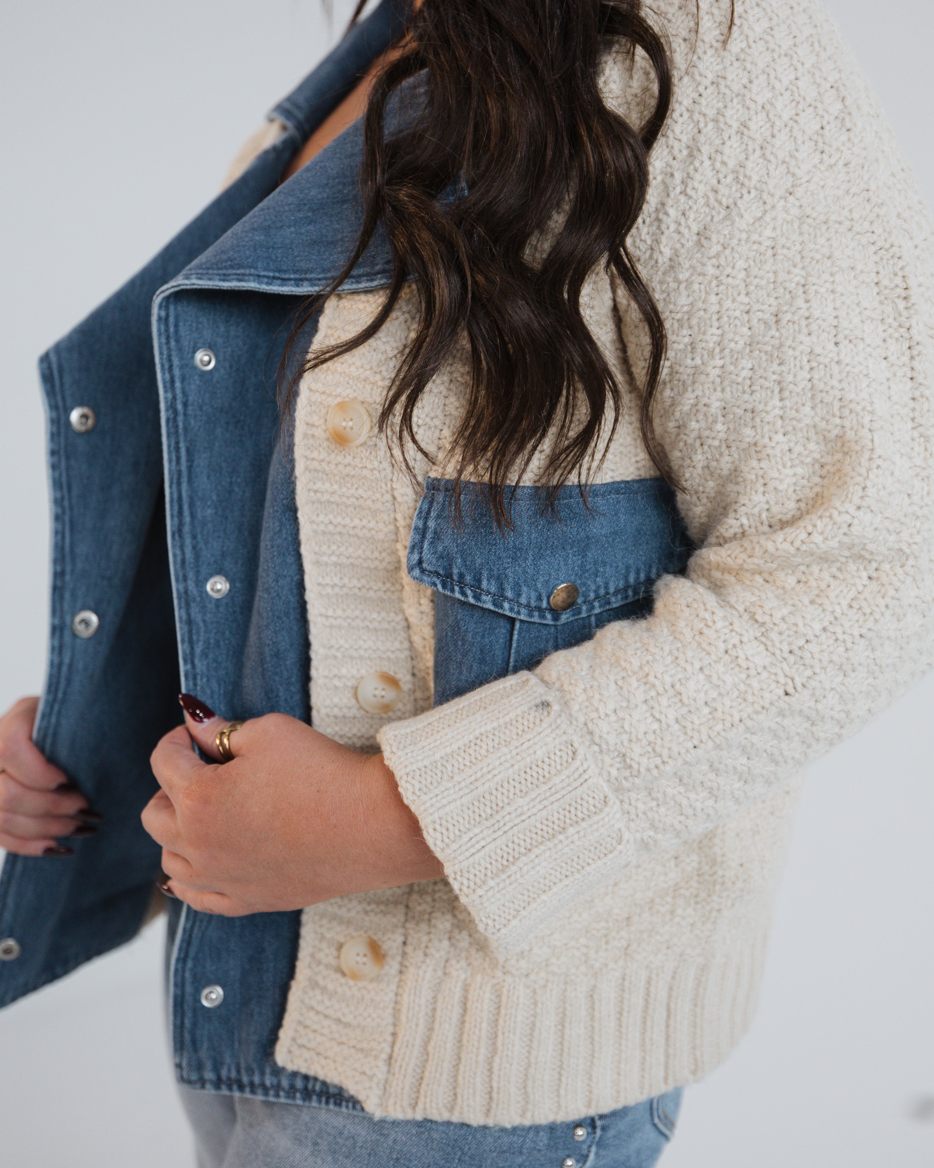 Denim Mixed Cardigan
