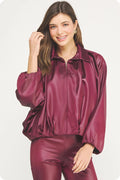 Shirred Satin Jacket