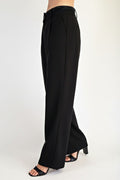 Tweed Pleated Pants with Velvet Detail
